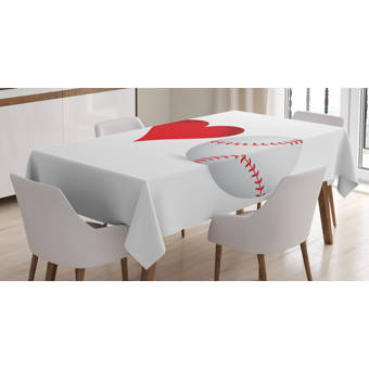 East Urban Home Ambesonne Sports Tablecloth I Love Baseball Heart With Baseball Ball Passion Valentine Leisure Time Joy Rectangular Table Cover For Dining Room Kitchen Decor 52 X 70 Red Black White