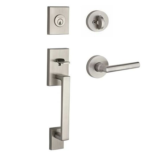 La Jolla Single Cylinder Handleset with Tube Door Lever Contemporary Round Rose by Baldwin