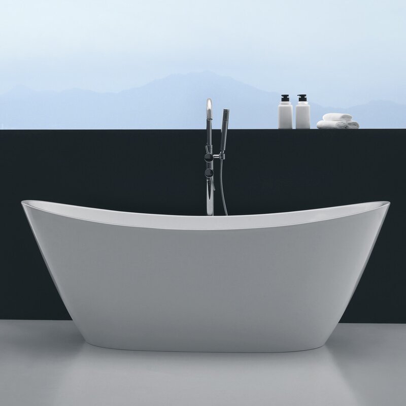 Orren Ellis Opalo 60" x 30" Freestanding Soaking Bathtub ...