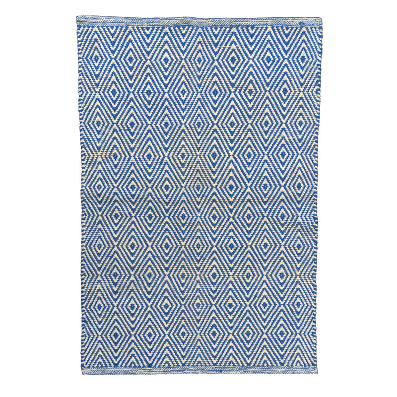 Diamond Handwoven Flatweave Blue/White Area Rug