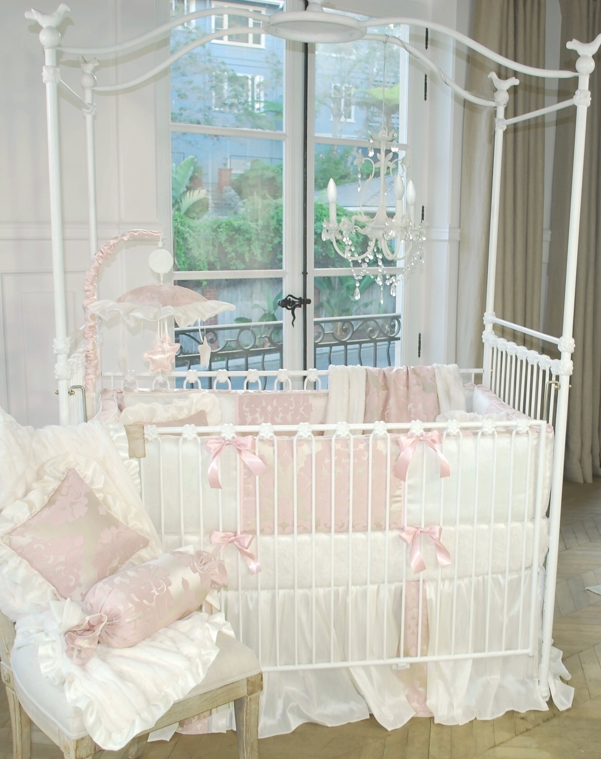 pink baby crib set