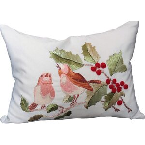 Holiday Birds on Holly Lumbar Pillow