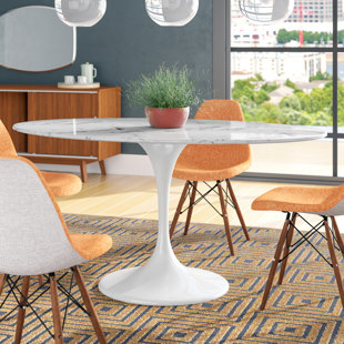 Kitchen Dining Tables You Ll Love Wayfair Kylee Artificial Marble Oval Shaped Dining Table