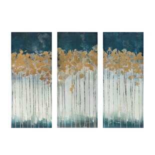 piece wall set canvas gold midnight foil embellishment gel coat forest decor