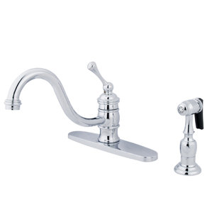 Elements of Design Deck Mount Single Handle Centerset Kitchen Faucet with Buckingham Lever Handle