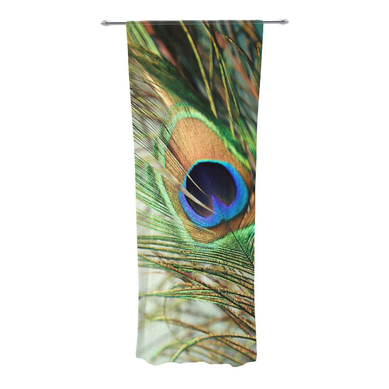 East Urban Home Peacock Feather Graphic Print And Text Semi Sheer