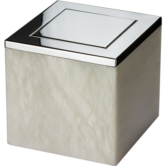 Agm Home Store Square Countertop Alabaster Swing Top Trash Can