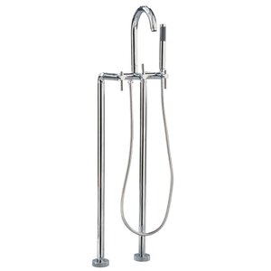 Contemporary Floor Mount Tub Faucet Trim with Metal Lever Handles