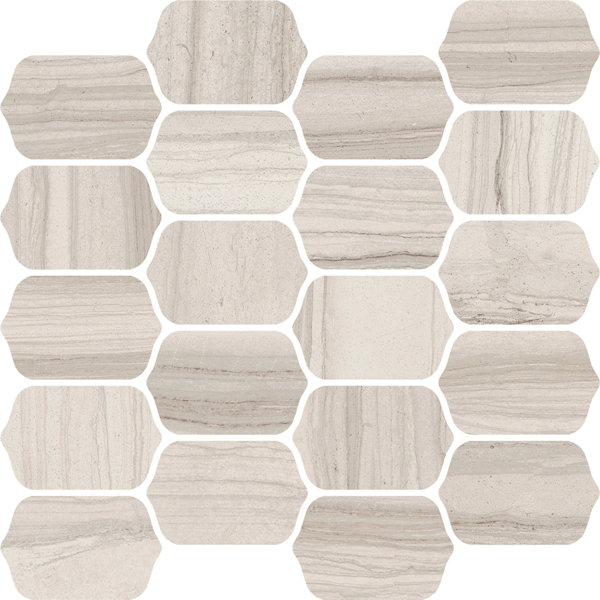 Burano 12 x 13 Ceramic Mosaic Tile in Bianco Valetta by Interceramic