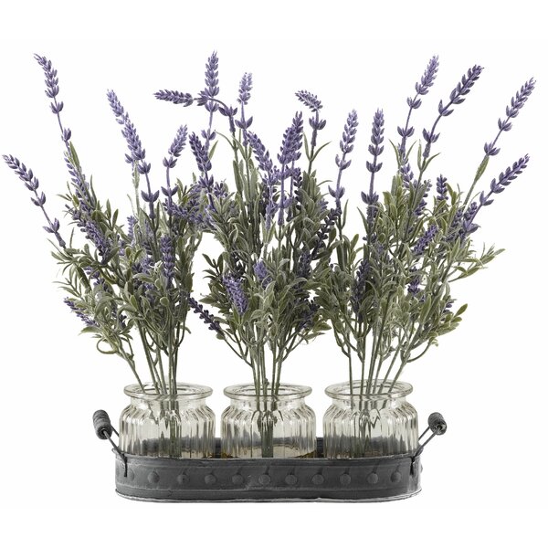 Shop Lavender Branches Desktop Floral Arrangement in Planter Set from Wayfair on Openhaus