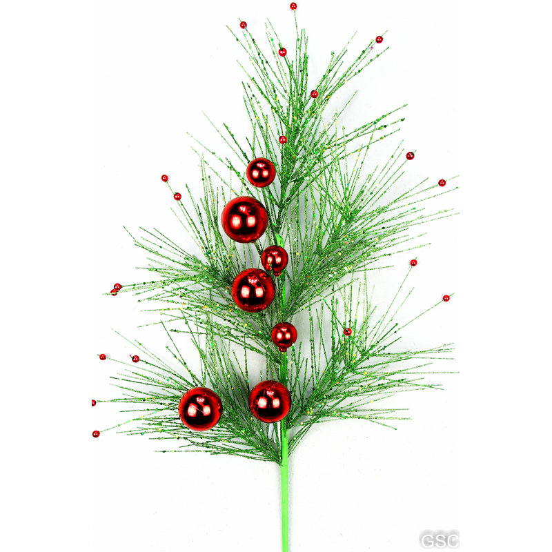 Dazzling Glitter Ornament Ball Christmas Spray Floral Arrangement