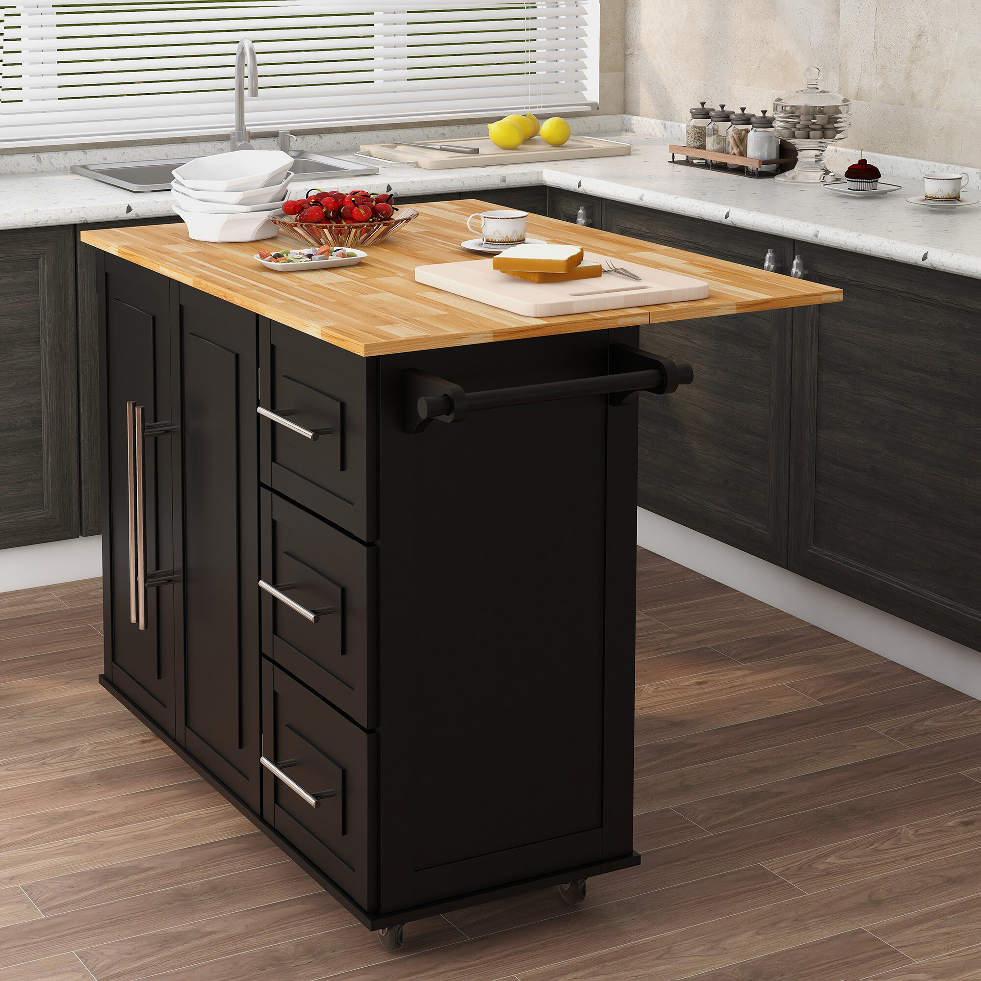 Rubber Wood Kitchen Cabinets - China Customized Classical And Durable