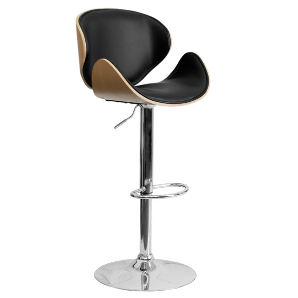 Deshazo Curved Adjustable Height Swivel Bar Stool by Wade Logan