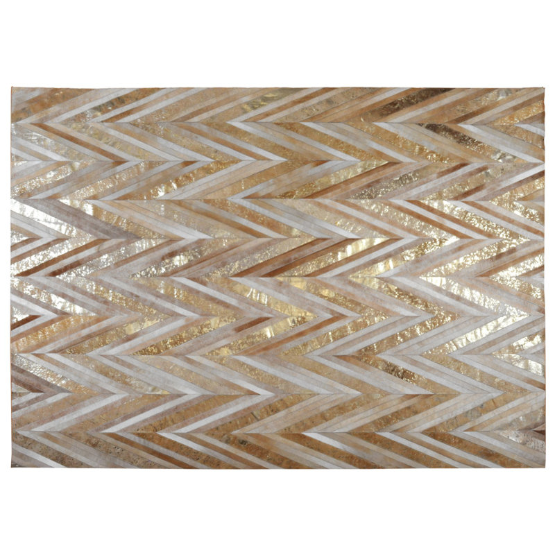 Aga John Oriental Rugs Cowhide Metallic Gold Area Rug | Wayfair