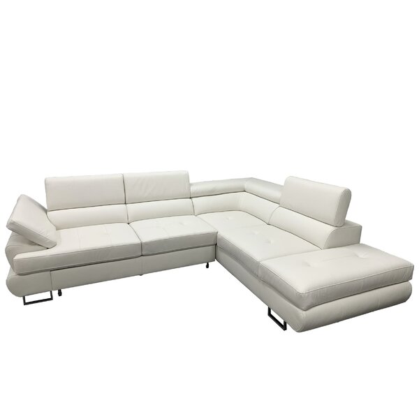 Shirleen Right Hand Facing Leather Sleeper Sectional By Orren Ellis