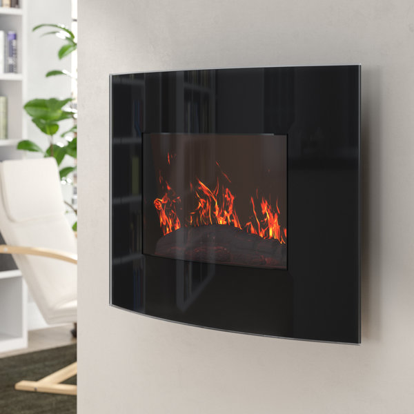 Bartow Curved Wall Mounted Electric Fireplace by Ebern Designs