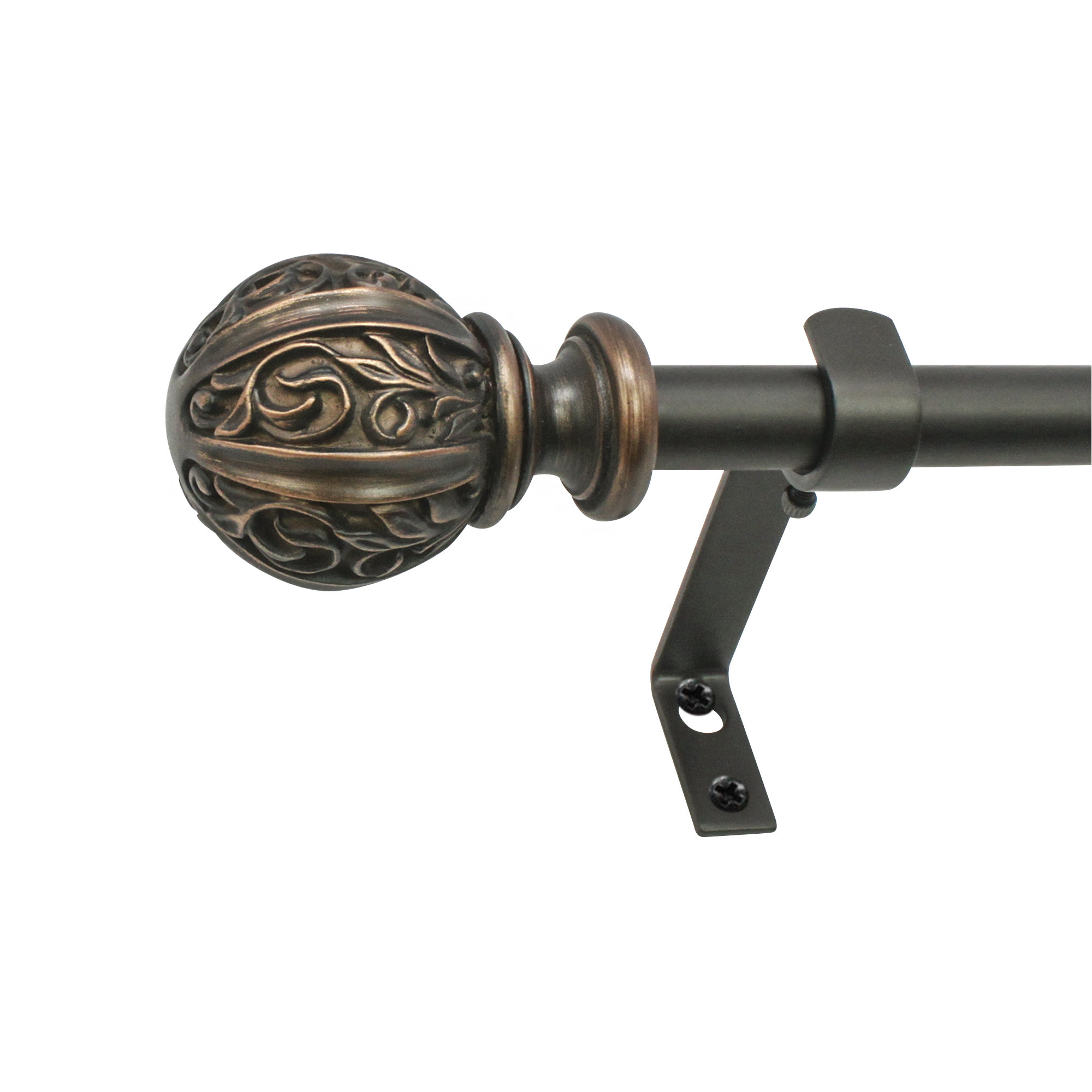 Lark Manor Parlex Core Leaf Ball Telescoping Drapery Rod Set