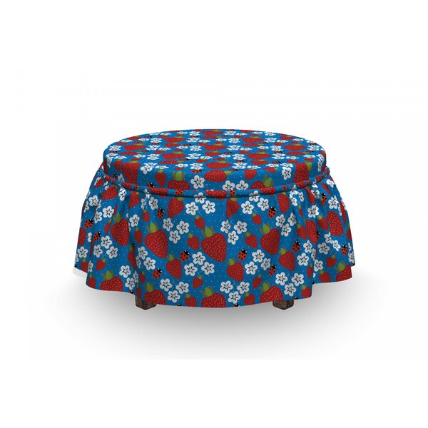 Strawberry And Flowers Ottoman Slipcover (Set Of 2) By East Urban Home