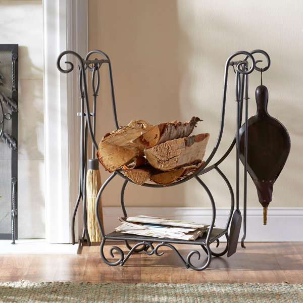 Arrington 4-Piece Fireplace Set and Log Holder by Birch Lane™