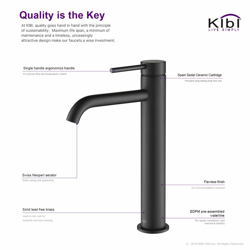 Kibi Usa Circular Brass Handle Vessel Sink Bathroom Faucet