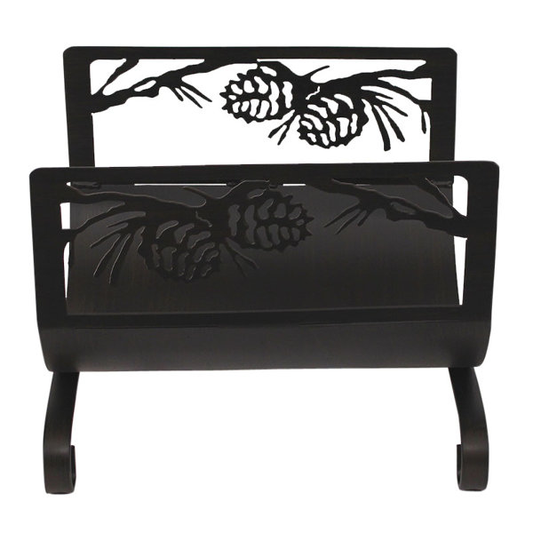 Pine Branch Scene Holder Steel Log Carrier by Coast Lamp Mfg.