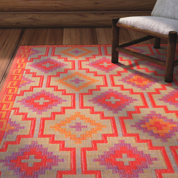 Patterson Square Red Indoor/Outdoor Area Rug by Loon Peak