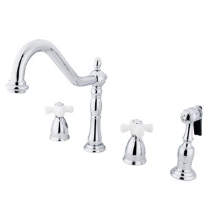 Heritage Double Handle Widespread Kitchen Faucet with Optional Side Spray