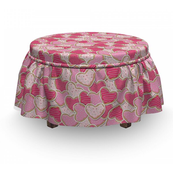 Valentines Heart Shapes Cookies 2 Piece Box Cushion Ottoman Slipcover Set By East Urban Home
