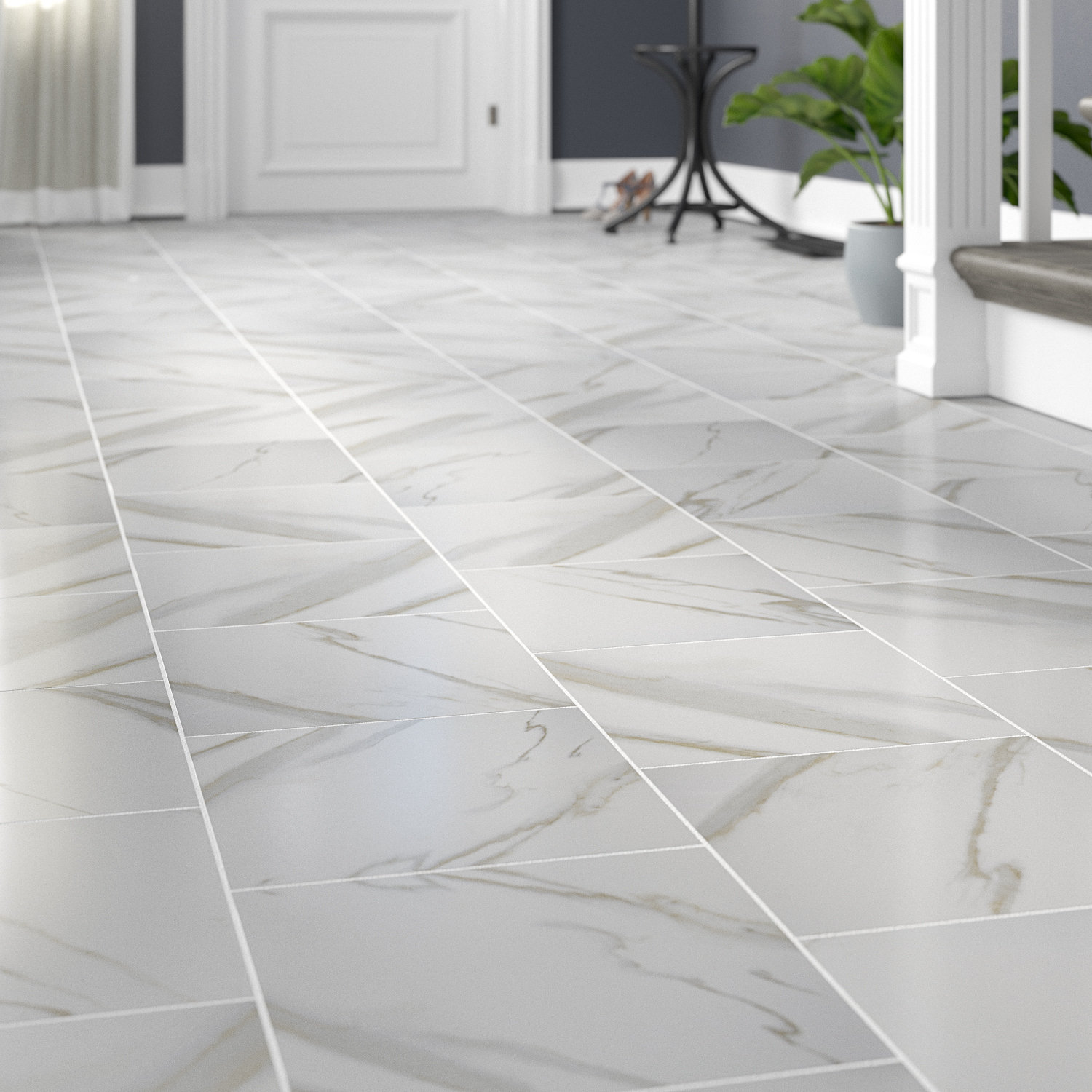 Msi Pietra Calacatta 12 X 12 Porcelain Field Tile In White