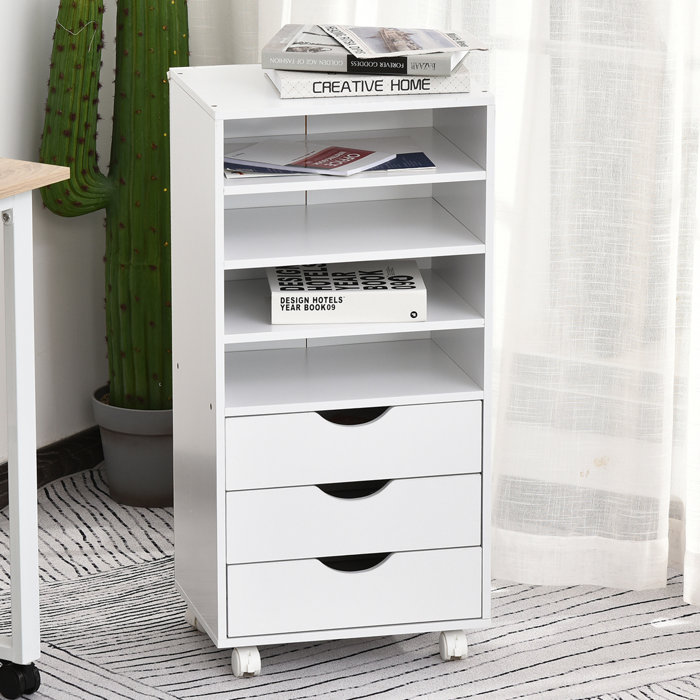 Inbox Zero 3 Drawers Wooden File Cabinet With 4 Caster ...