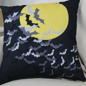 Flock of Bats Moon Throw Pillow