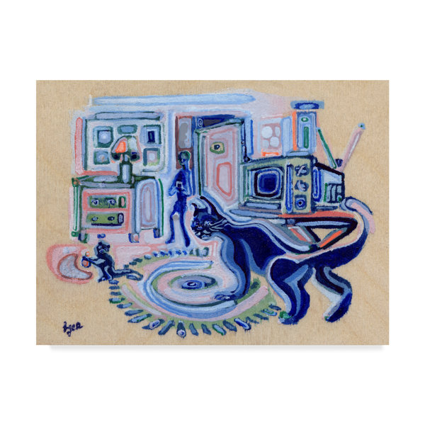 Trademark Art Cat Vs Squirrel And Acorn Acrylic Painting Print