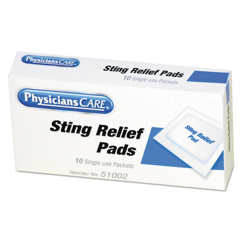 Physicianscare First Aid Sting Relief Pads, Box of 10