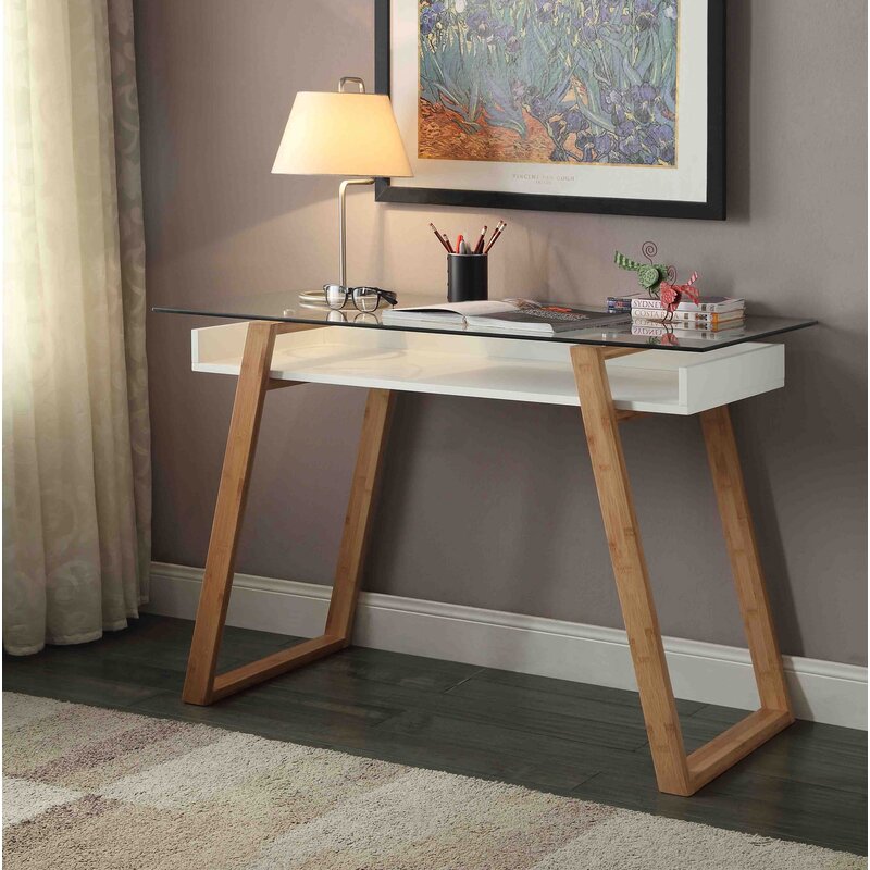 Langley Street Phoebe Glass Desk Reviews Wayfair