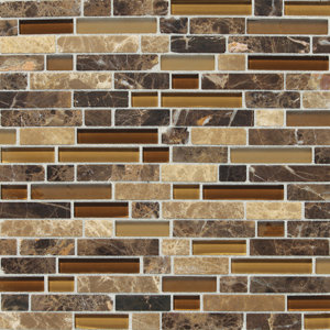 Stone Radiance Random Sized Slate Mosaic Tile in Butternut Emperador