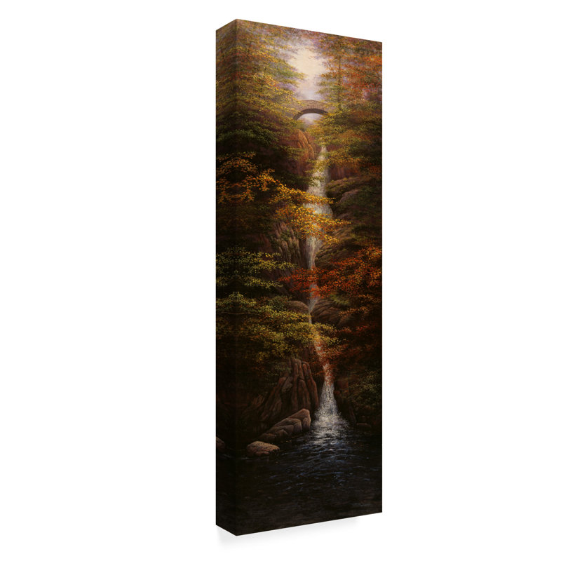 Winston Porter Fall Waterfall Oil Painting Print On Wrapped