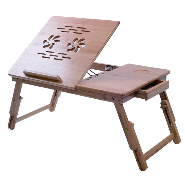 Bamboo Adjustable Tray Table with Tilting Top Drawer by Melange| @ $37.99