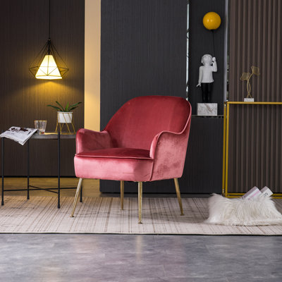 Guilbert 21.5'' Wide Tufted Velvet Armchair Mercer41 Fabric: Red Velvet