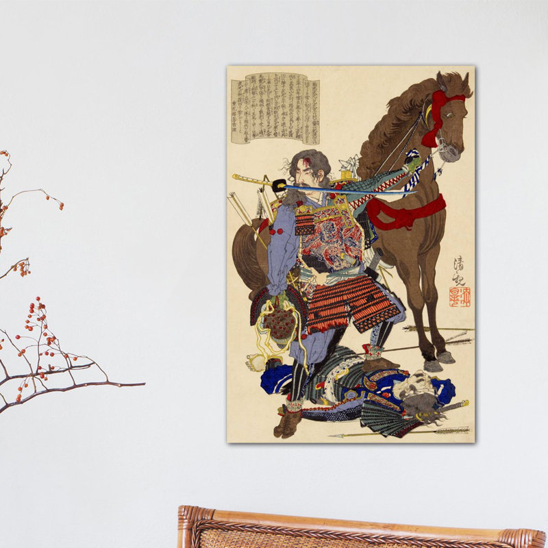 Icanvas Samurai And Horse Japanese Woodblock Painting Print On