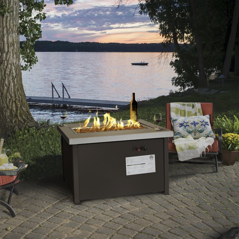 Ebern Designs Sander Steel Propane Fire Pit Table Wayfair