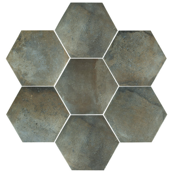 Victoria Ferro Hex 14.13 x 16.25 Porcelain Field Tile in Greige by EliteTile