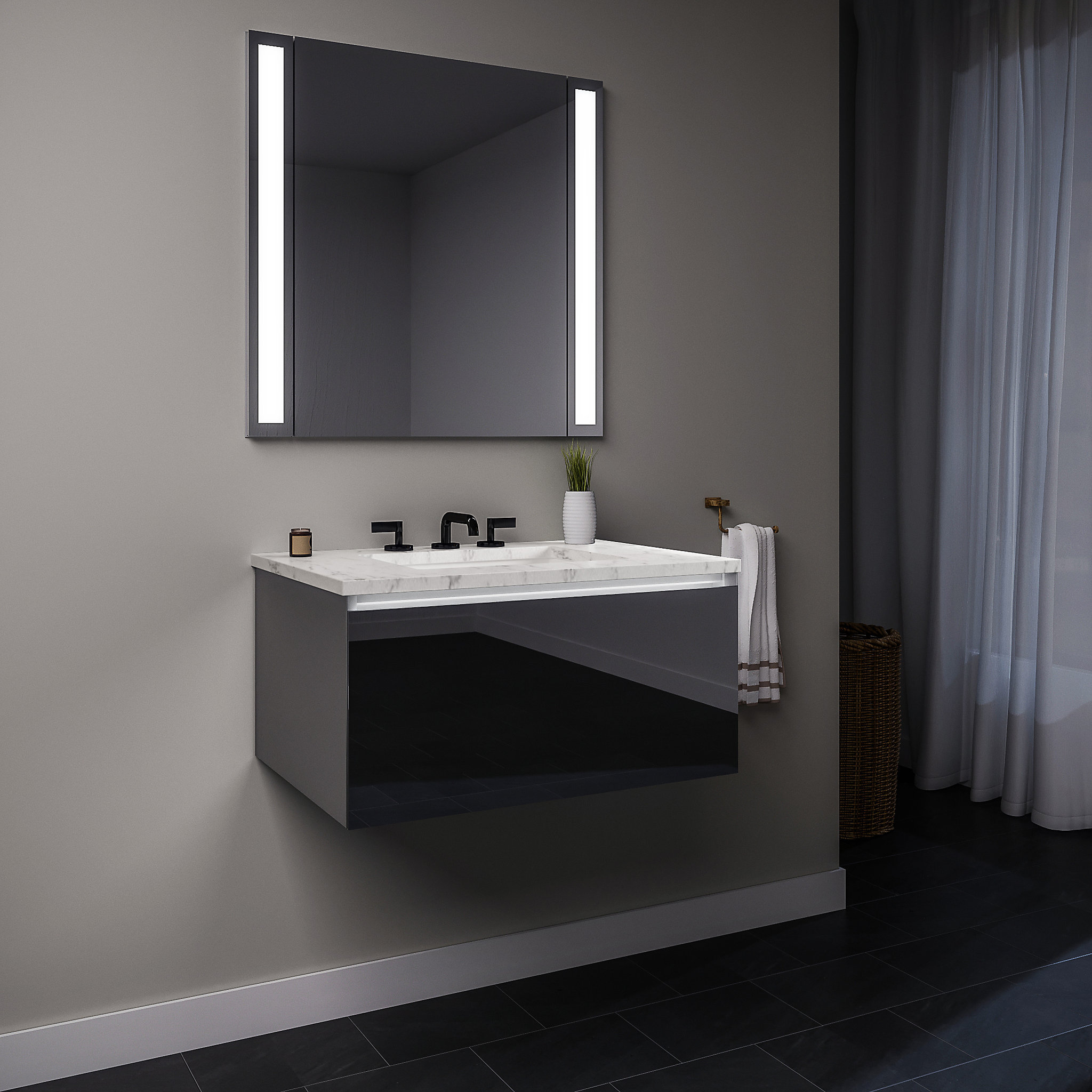 Robern Curated Cartesian 36 Wall Mounted Single Bathroom Vanity Wall Mounted Single Bathroom Vanity