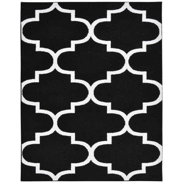 Large Quatrefoil Black Area Rug by Garland Rug