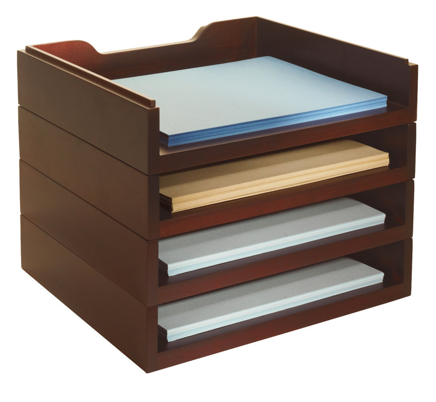 Darby Home Co Beaumys Stacking Wood Desk Organizers 4 Letter Tray Beaumys Stacking Wood Desk Organizers 4 Letter Tray Kit