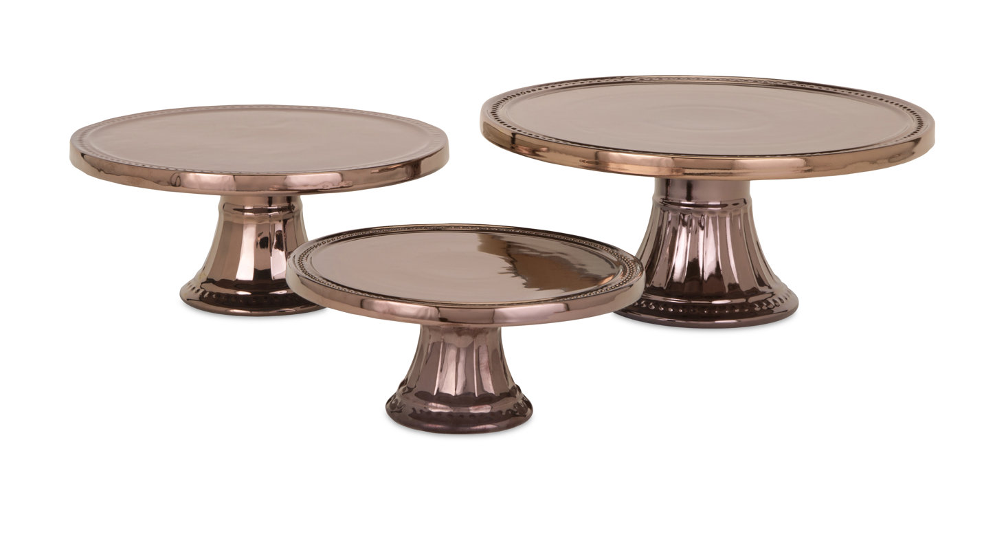 Trisha Yearwood Home Collection Persimmon 3 Piece Cake Stand Set