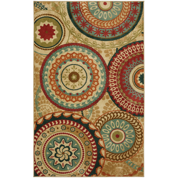 Chesterfield Brown/Red Area Rug by Red Barrel Studio