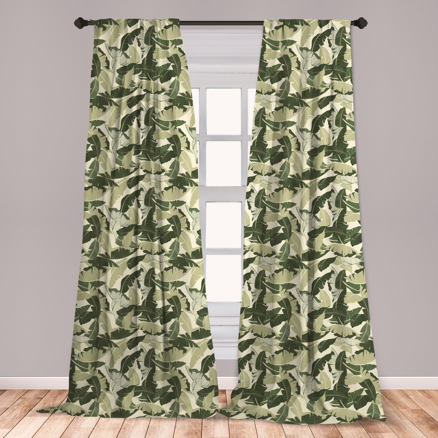 East Urban Home Ambesonne Banana Leaf 2 Panel Curtain Set