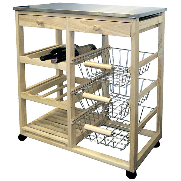 Kitchen Cart With Stainless Steel Top By ORE Furniture