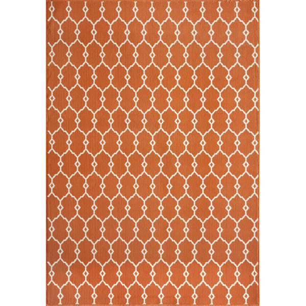 Halliday Traditional Orange Indoor/Outdoor Area Rug by Beachcrest Home