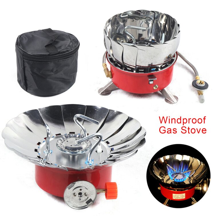 Outdoor Camping Stainless Steel Gas Stove Portable Picnic Fire Windproof Burner 